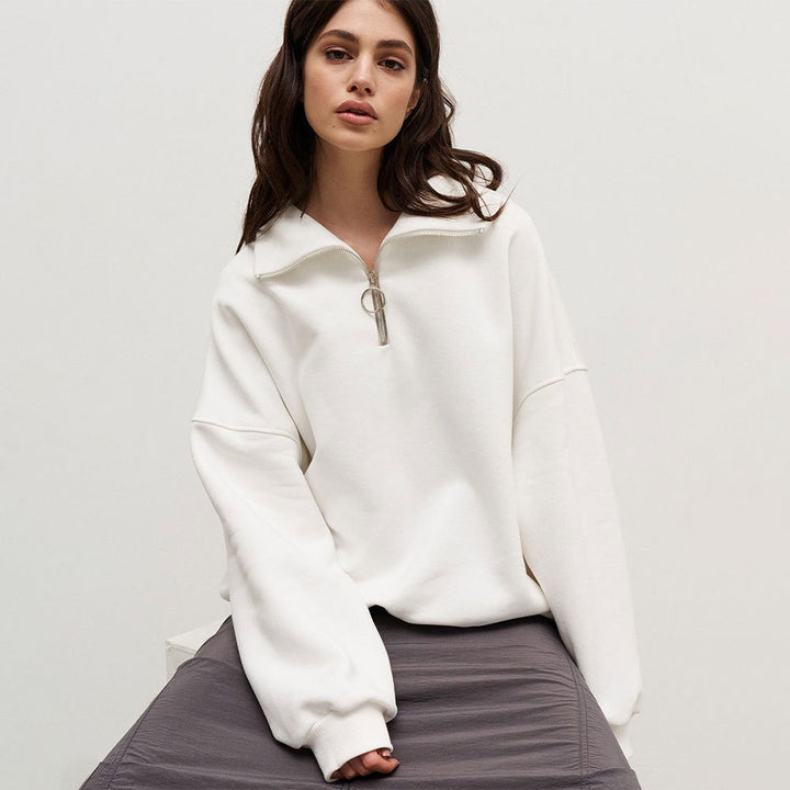 Casual sweater for women with high collar and zipper Lune London