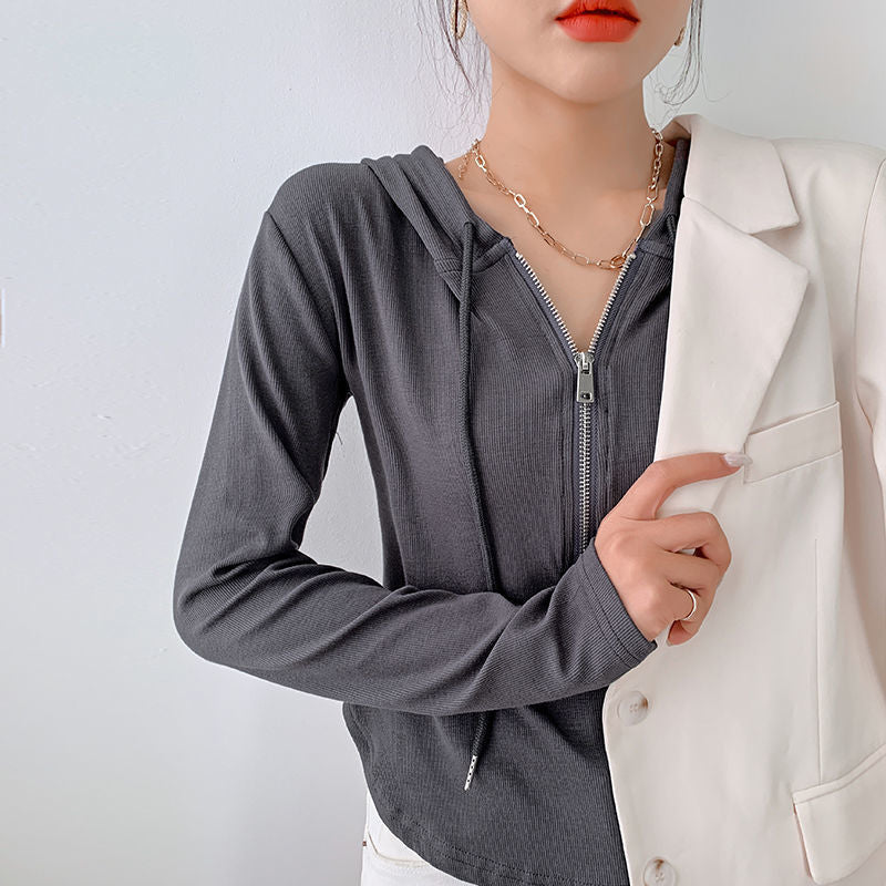 Women's casual hooded shirt with zipper Chic & Stil