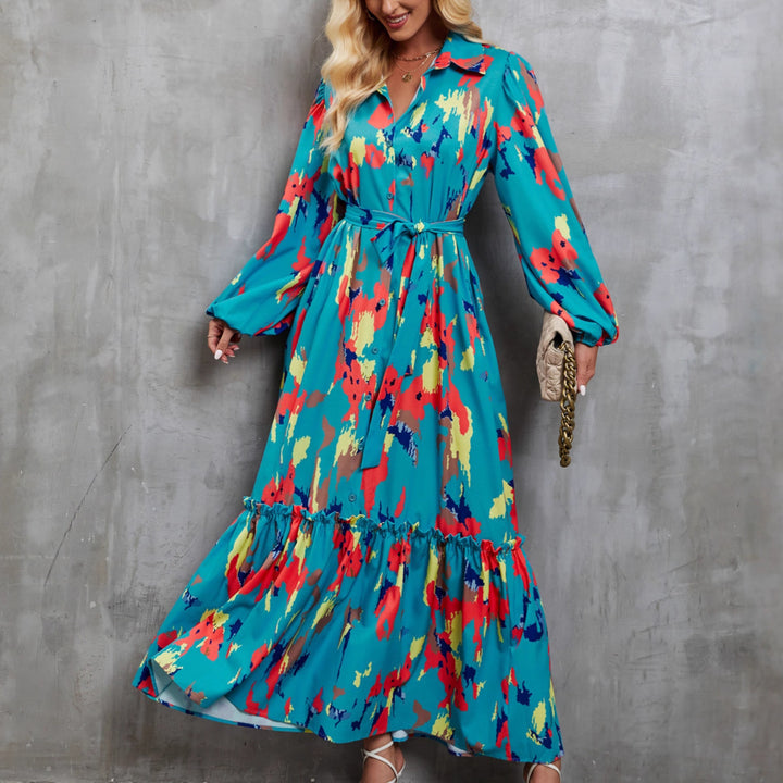 Chic & Stil Floral Print Trendy Long Sleeve Maxi Dress for Women