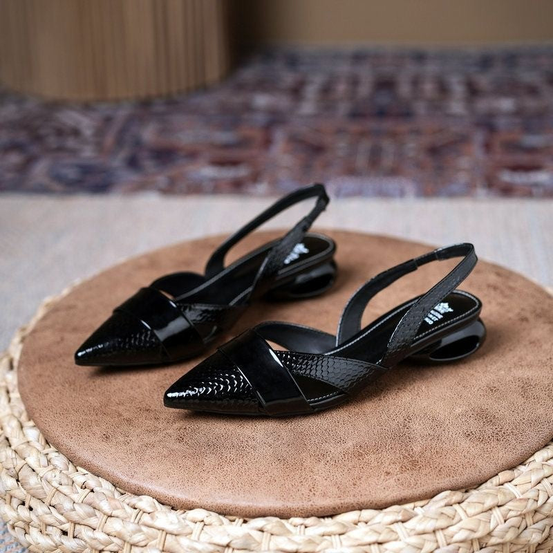 Women Elegant Slingback Heels with Chic Metallic Accents Lune London