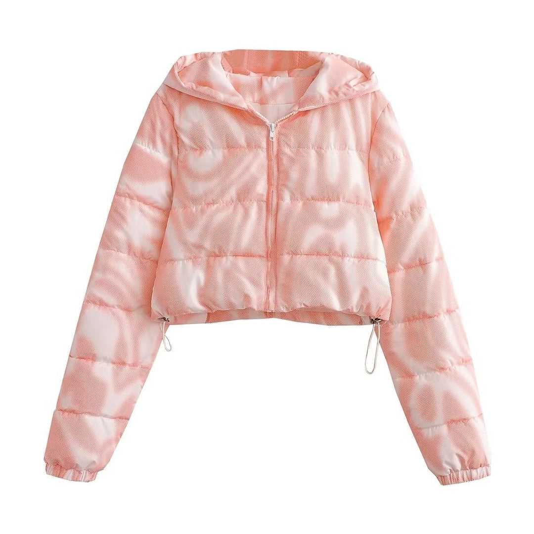 Cropped transition jacket for women with a modern geometric print and practical pockets Lune London