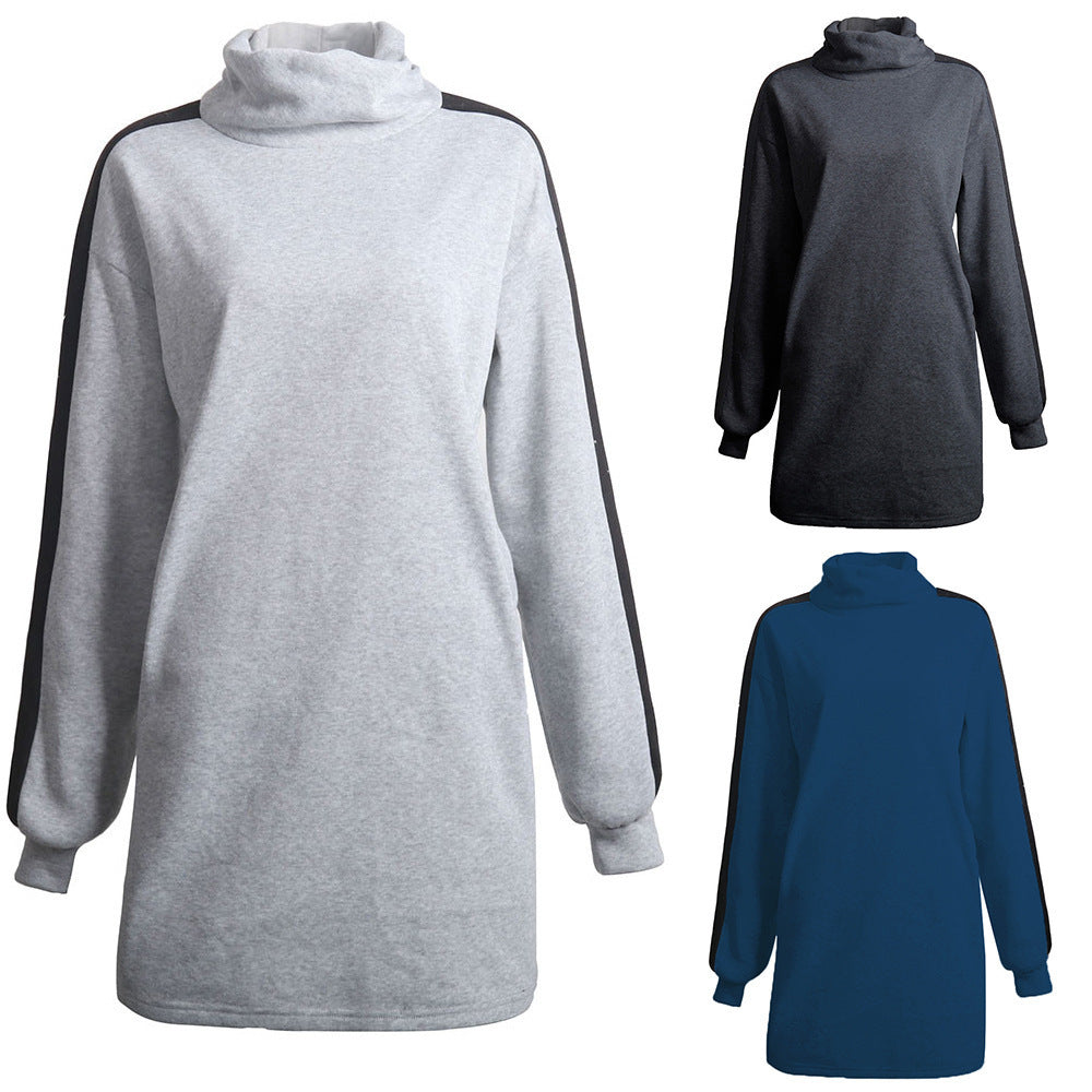 Casual sweatshirt dress for women with a high collar and side inserts Lune London