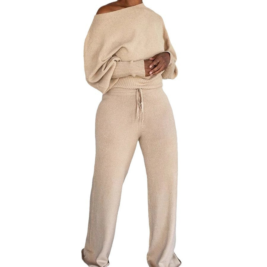 Costume en tricot pour femmes avec jambe large et coupe décontractée Chic & Stil