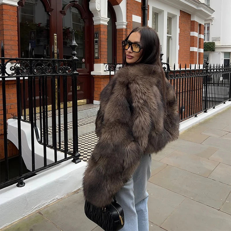 Faux fur jacket for women with long soft sleeves Lune London