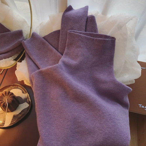 Pull à col montant pour femme en maille côtelée fine Chic & Stil