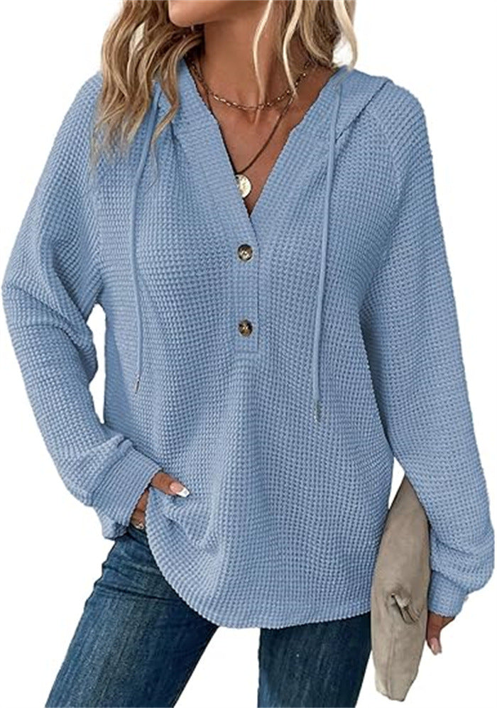 Ladies hooded sweatshirt in waffle texture Lune London
