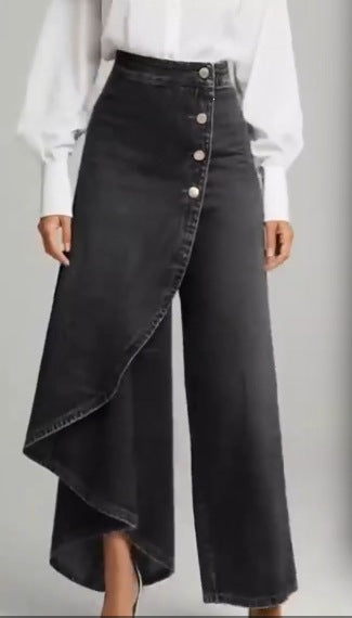 Women's denim skirt with asymmetric cut and button details Chic & Stil