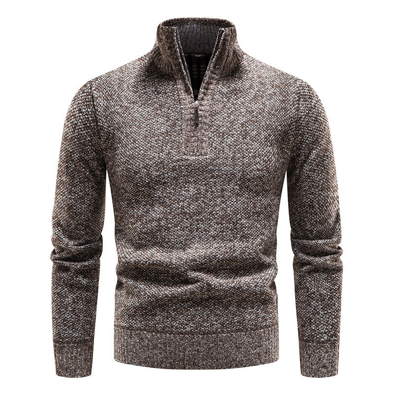 Sporty knit sweater for men with half-zip and textured design Lune London