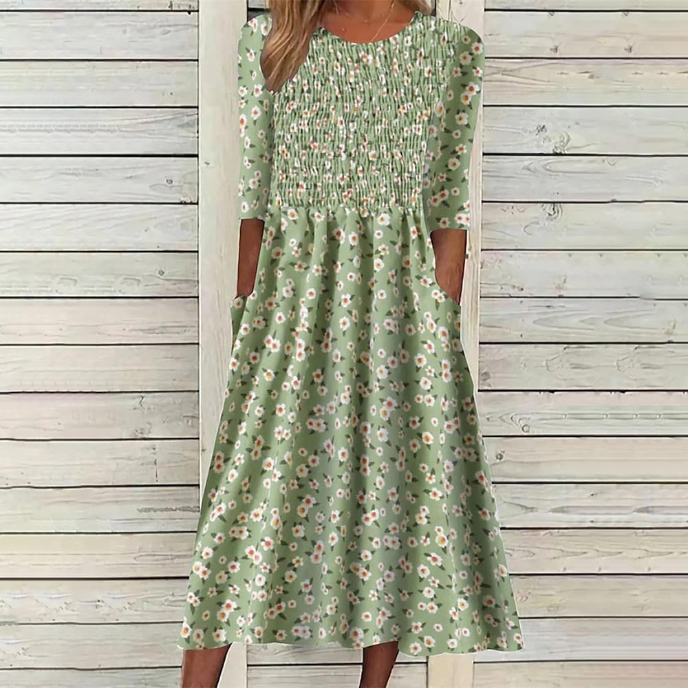 Chic and Stylish Floral Smocked Midi Dress for Women