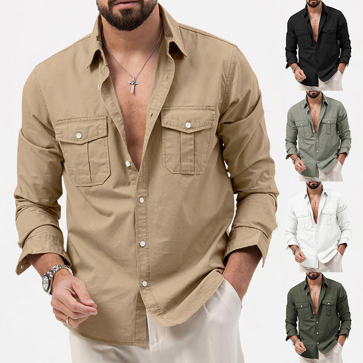 Long sleeve shirt for men with two chest pockets and modern fit Lune London