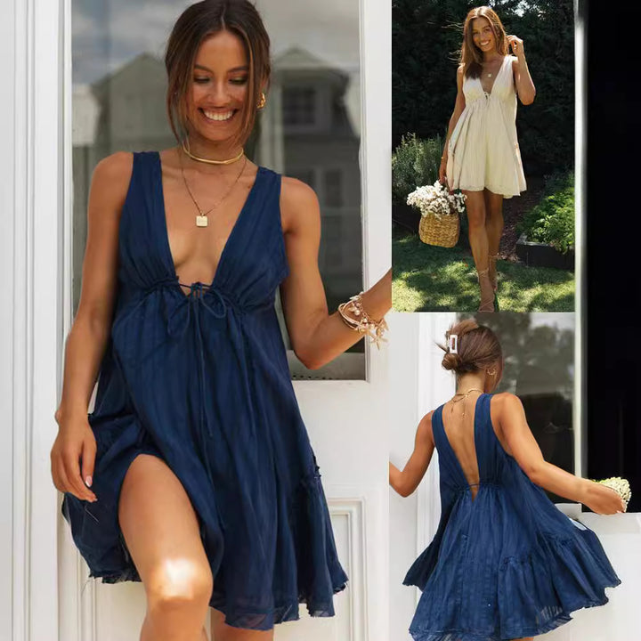 Robe décontractée légère pour femmes avec vue avant basse et bande à nouer Chic & Stil