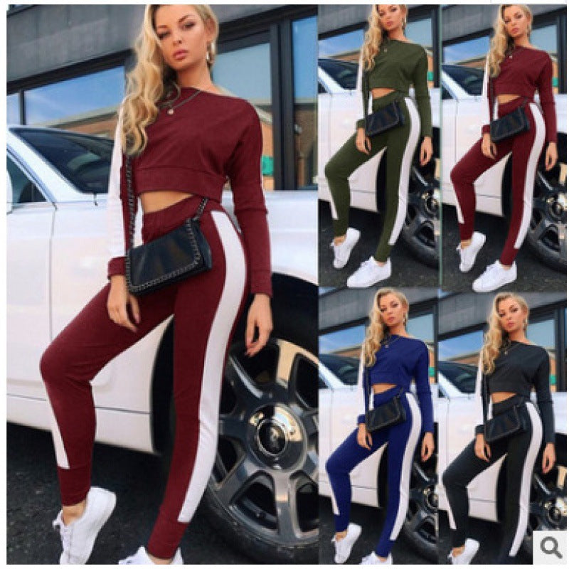 Ensemble de loisirs sporty pour femmes avec crop top et pantalons ajustés Chic & Stil