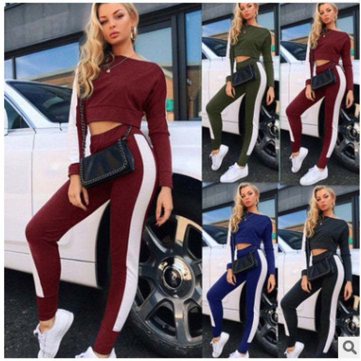 Ensemble de loisirs sporty pour femmes avec crop top et pantalons ajustés Chic & Stil