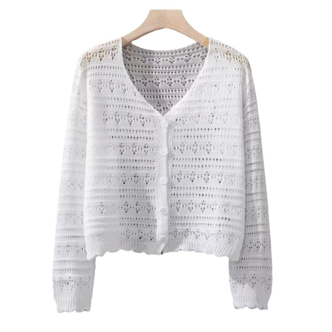 Women cardigan with delicate lace pattern and button details Lune London