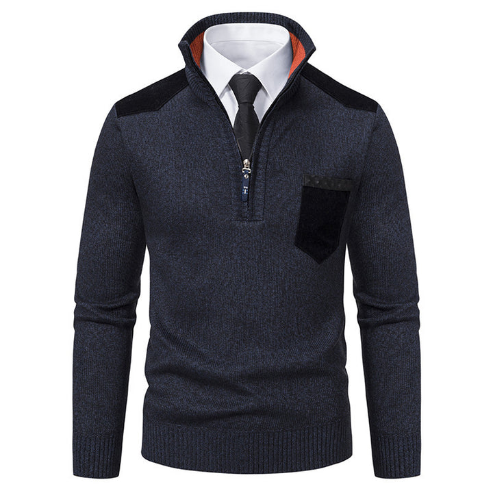 Elegant sweater for men with a high collar and fine contrasting details Lune London