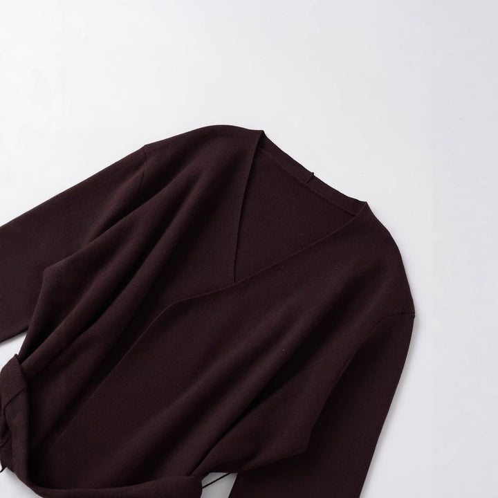 Fashionable wrap jacket for women with wide sleeves and a tie belt Lune London