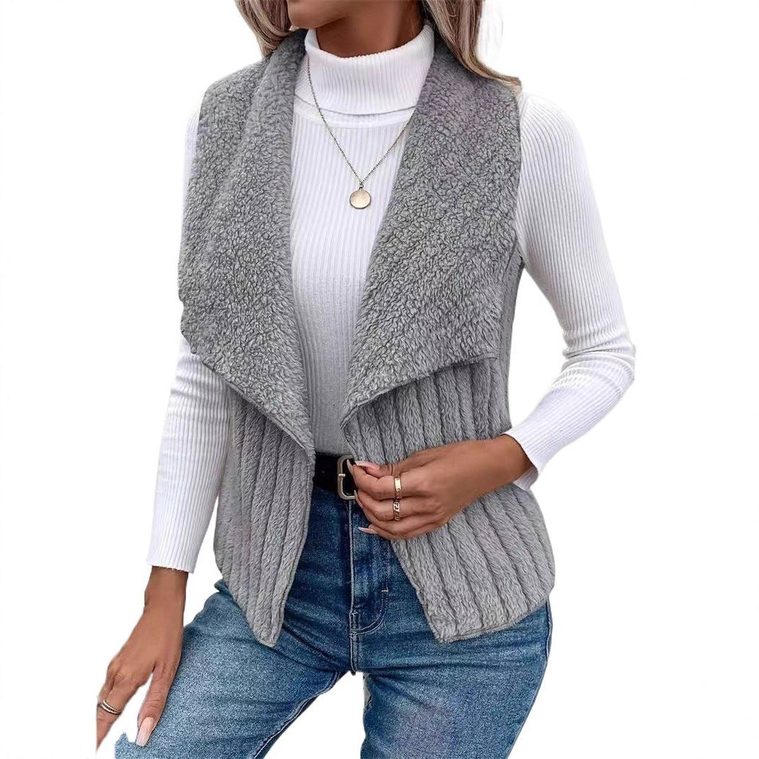 Femme gilet en tricot à col ouvert Chic und Stil