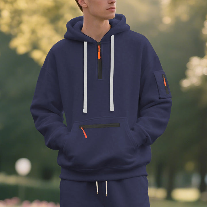Men's sporty hoodie with functional zipper Lune London