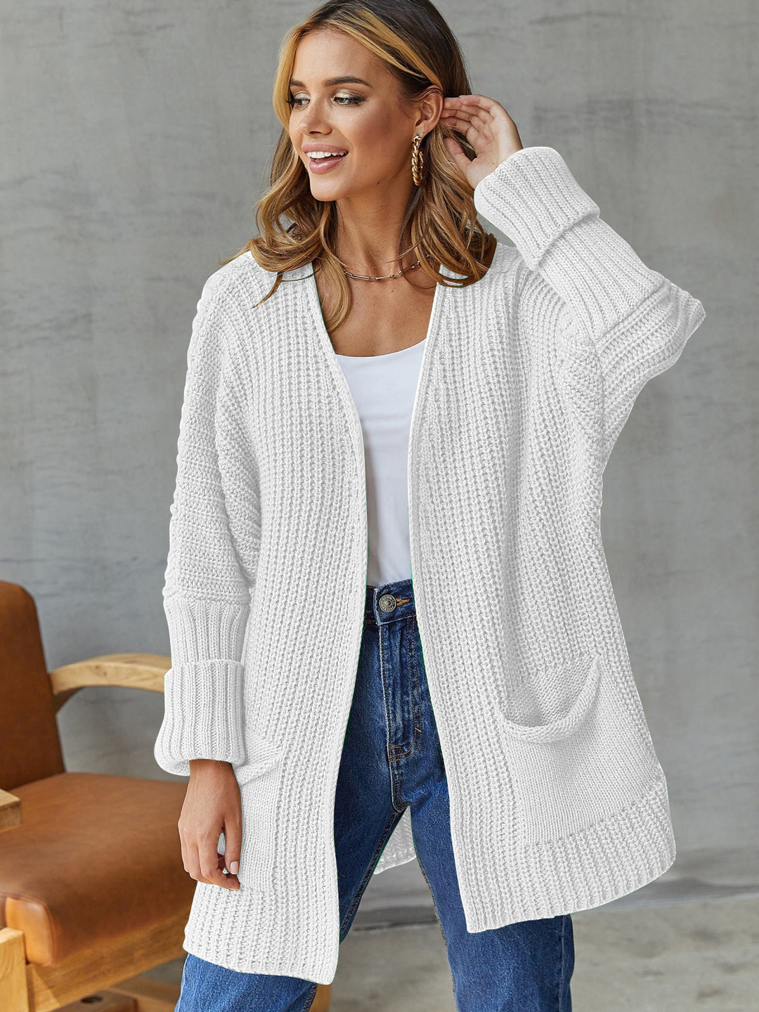 Knit jacket for women with a structured design and practical pockets Lune London