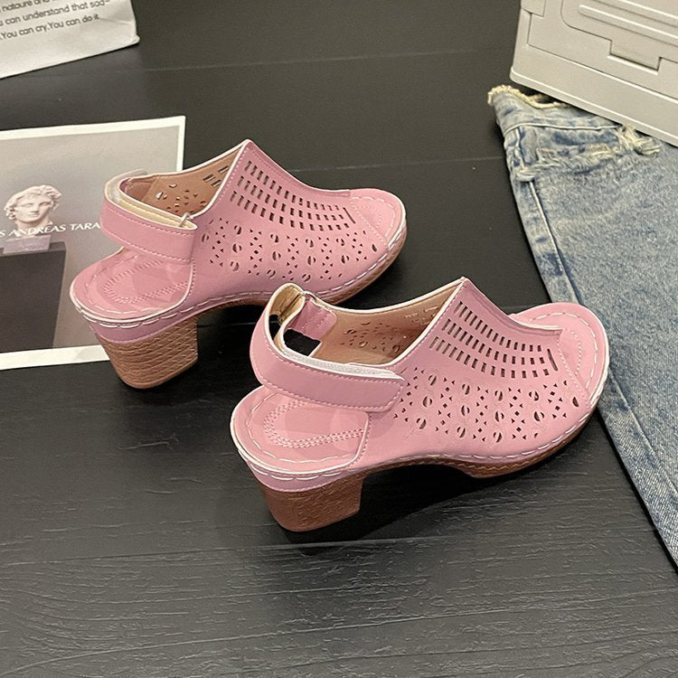 Women Comfortable Perforated Heel Mules Lune London