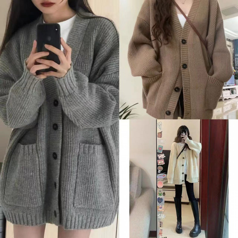 Chunky knit cardigan for women with pockets and soft cut Lune London
