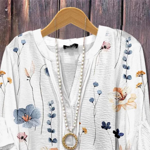 Ladies Floral Ruffle Sleeve Blouse Lune London