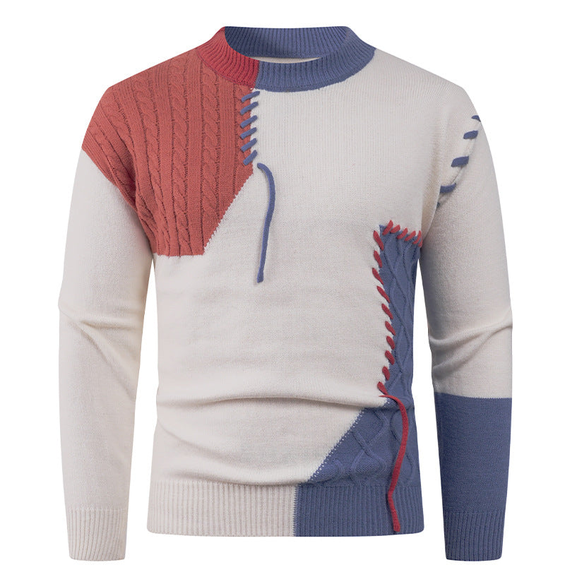 Fashion knit sweater for men with asymmetric twisted pattern Lune London