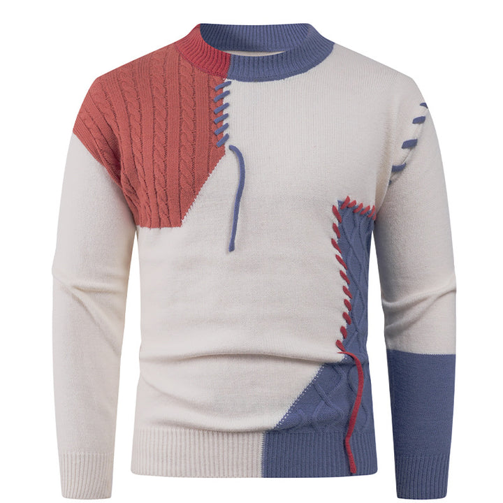 Fashion knit sweater for men with asymmetric twisted pattern Lune London