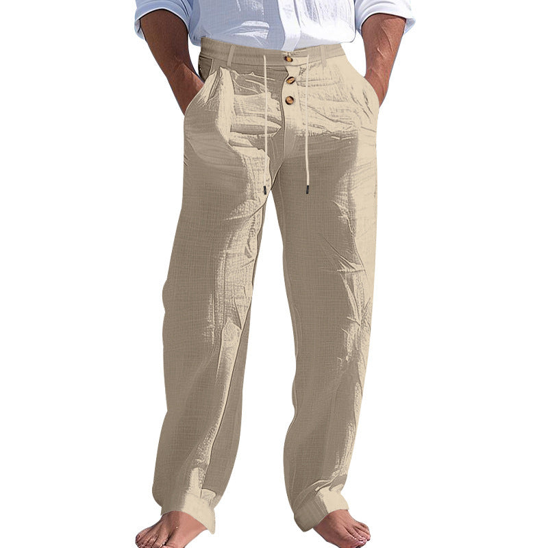Comfortable beach pants for men with elastic waistband and button closure Lune London