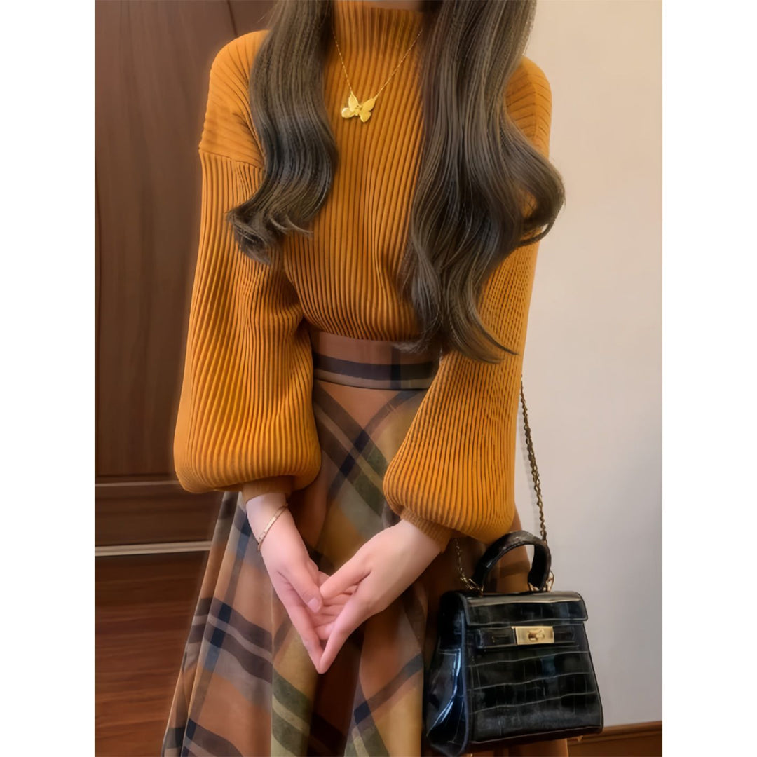 Top Tricoté Élégant pour Femmes avec Manches Bouffantes Large Chic & Stil