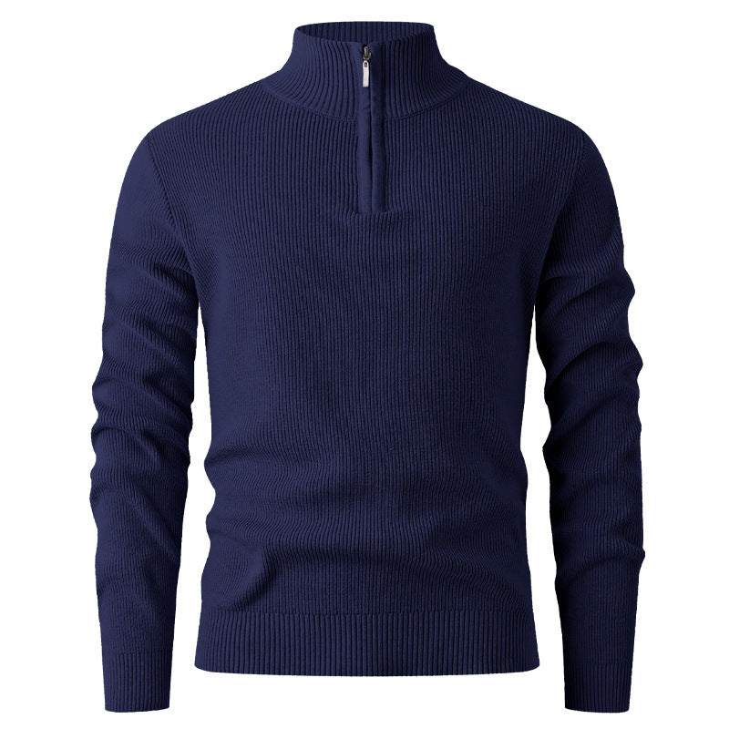 Knit sweater for men with half-zip closure and ribbed structure Lune London