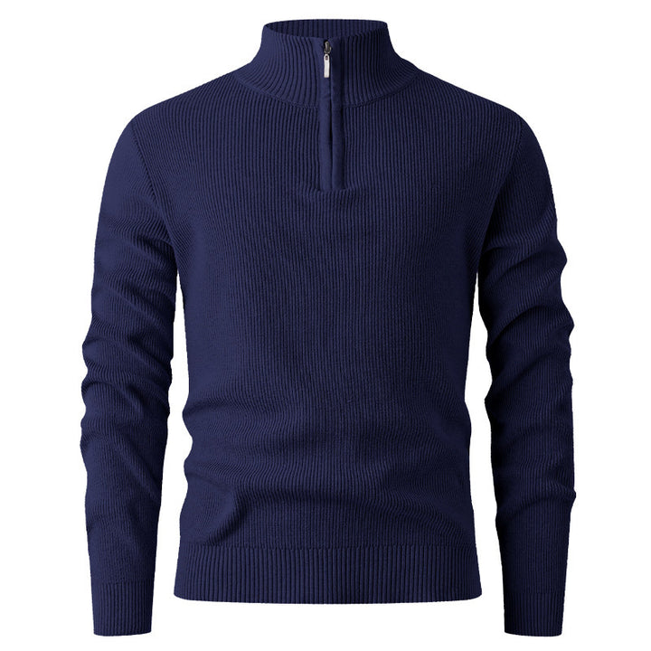 Knit sweater for men with half-zip closure and ribbed structure Lune London