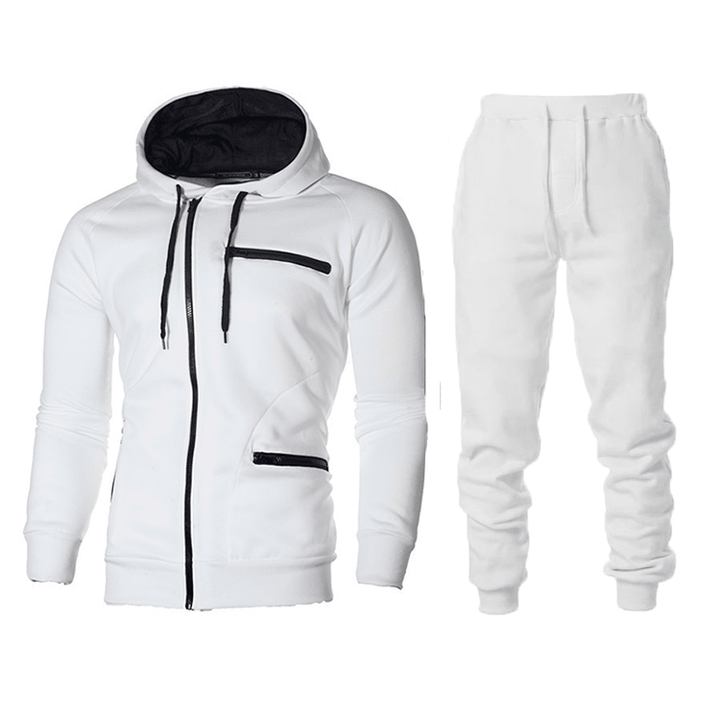 Men's athletic outfit hoodie and jogger pants with modern zippered pockets Lune London