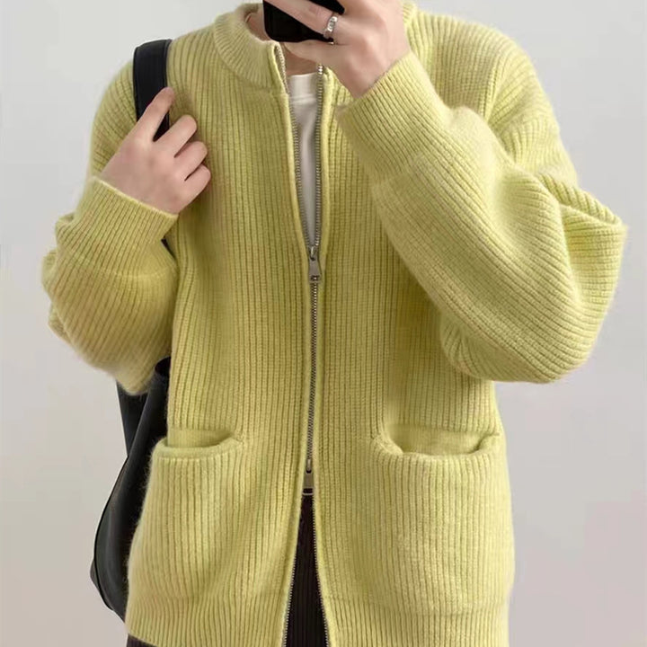 Ladies casual zip cardigan with large pockets Lune London