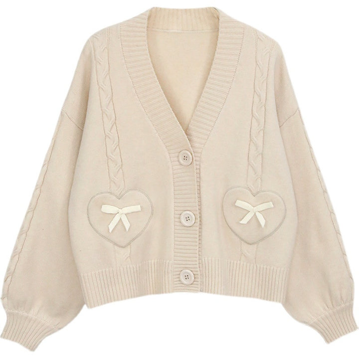 Cardigan for women with heart-shaped appliqués Lune London