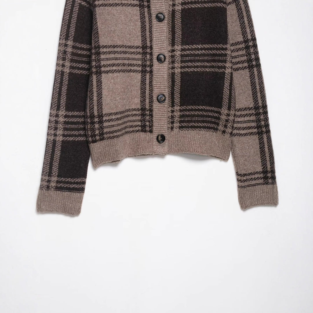 Plaid Knit Jacket for Women with Button Details Lune London