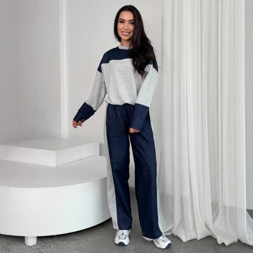 Women's sporty set with a loose top and casual pants Lune London