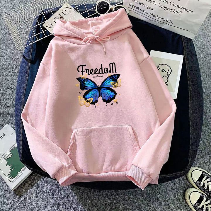 Ladies hooded sweatshirt with artistic butterfly design Chic & Stil