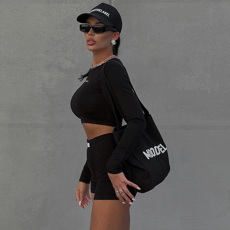 Ladies Elegant Two-Piece Sports Set with Long Sleeve Top and High Waist Lune London