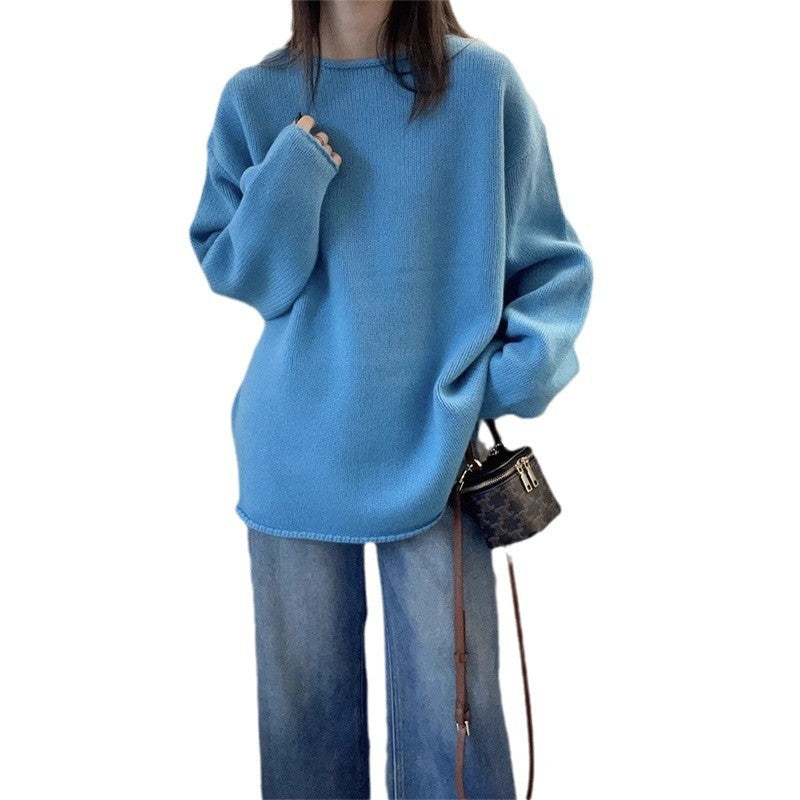 Oversized knitted sweater for women with a relaxed fit and a high collar Lune London