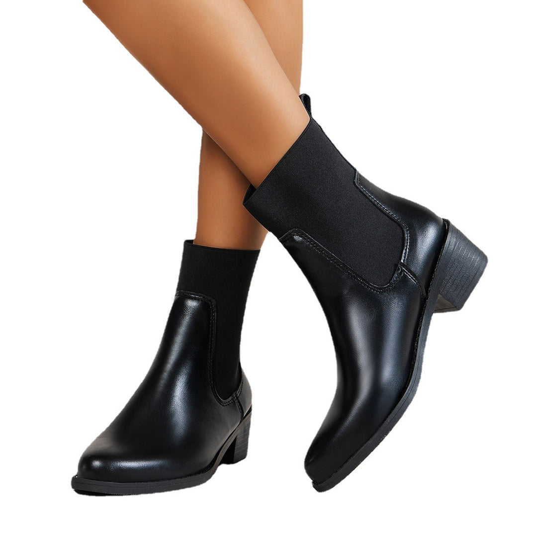 Women’s ankle boots with elastic shaft and comfortable block heel Lune London