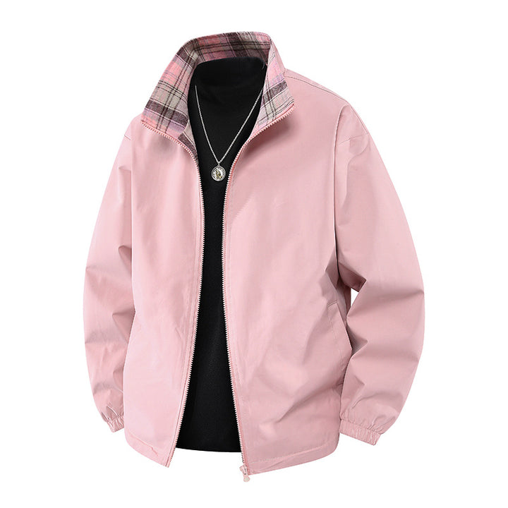 Lightweight bomber jacket for men with checkered collar Lune London