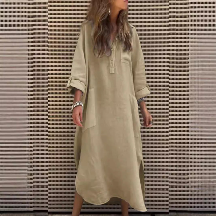 Casual shirt dress for women with button closure and practical pockets Lune London