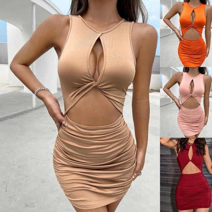 Lune London fitted minimal dress for women with cut-out details