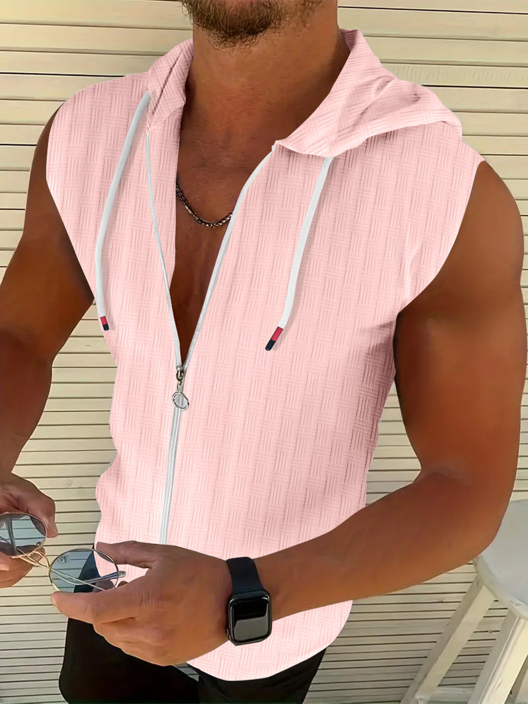 Men Completely Sleeveless Zip-Up Hoodie Lune London