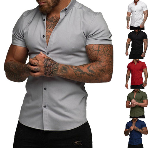 Short sleeve men's shirt in breathable cotton blend with modern button details Lune London