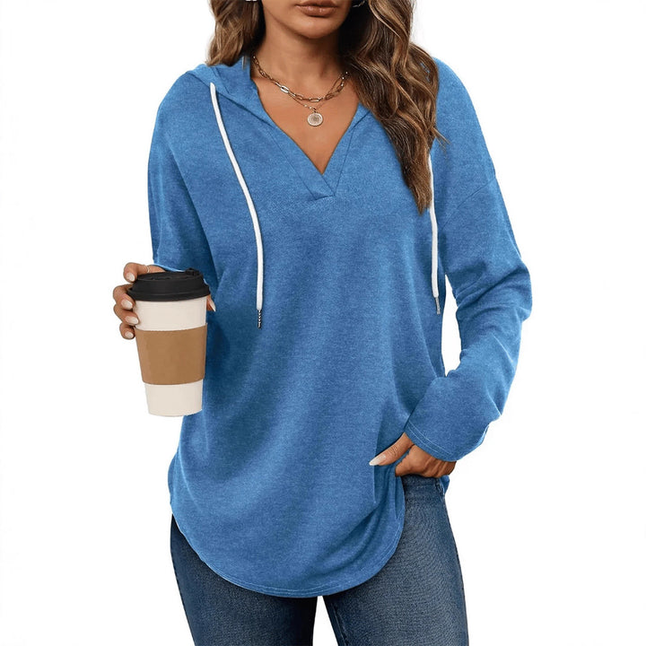 Women's casual hoodie with V-neck and long sleeves Lune London