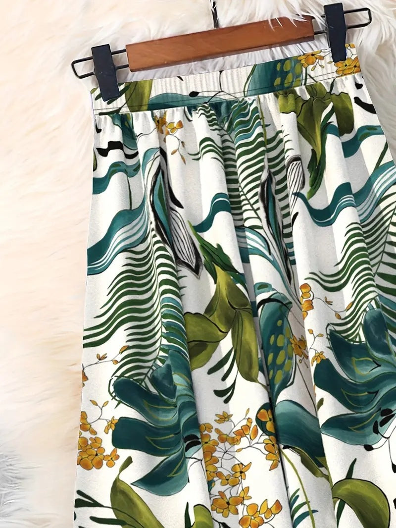 Floral maxi skirt for women with elastic waist and fluid fit Chic and Style