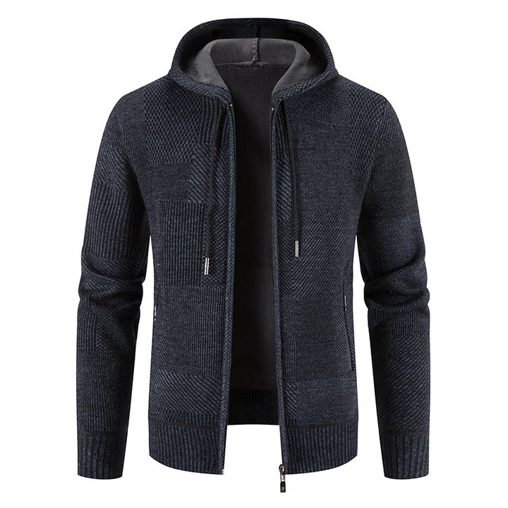 Men's knitted hoodie jacket with modern structural elements Lune London