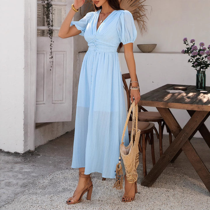 Elegant maxi dress with buttons for women Lune London